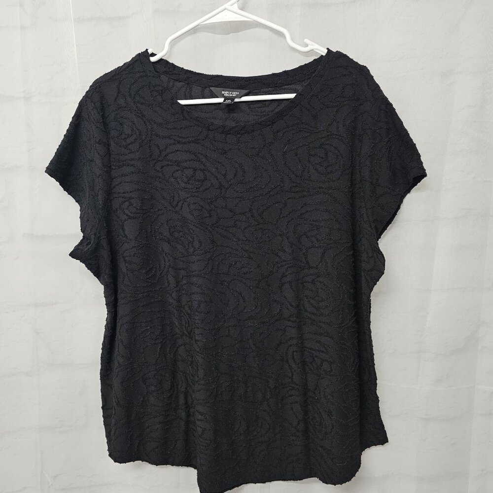 Simply Vera Vera Wang Blouse Black Grunge Casual Indie Textured 2XL - Picture 8 of 9